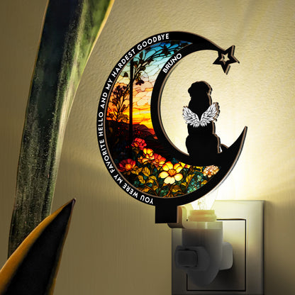 Dog Loss You Were My Favorite Hello - Personalized Wood And Acrylic Night Light