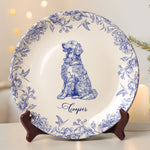 Dog Lover Custom Gift Chinoiserie Toile De Jouy Style - Personalized Ceramic Plate