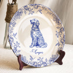 Dog Lover Custom Gift Chinoiserie Toile De Jouy Style - Personalized Ceramic Plate