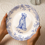 Dog Lover Custom Gift Chinoiserie Toile De Jouy Style - Personalized Ceramic Plate