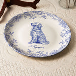 Dog Lover Custom Gift Chinoiserie Toile De Jouy Style - Personalized Ceramic Plate