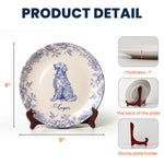 Dog Lover Custom Gift Chinoiserie Toile De Jouy Style - Personalized Ceramic Plate
