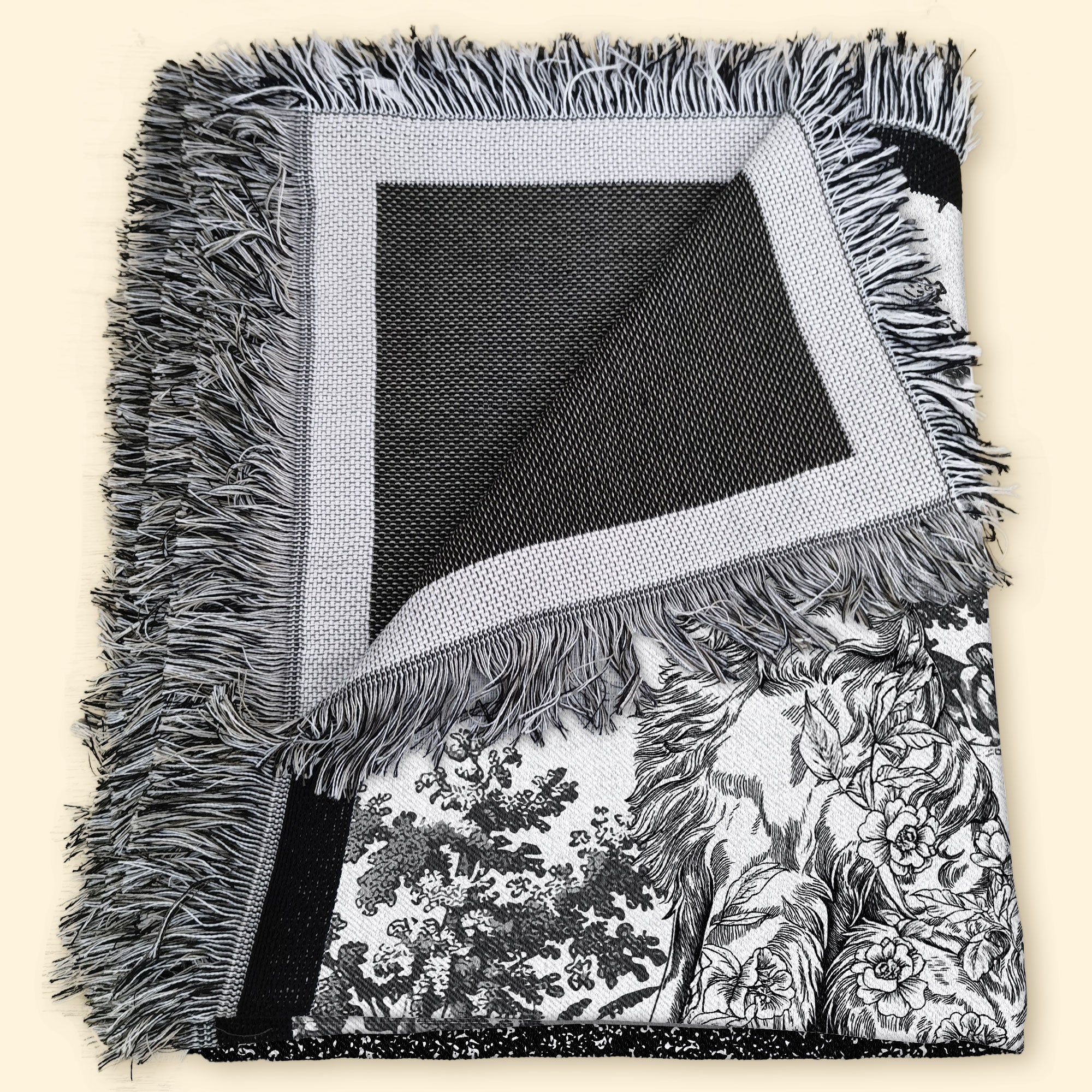 Dog Lover Custom Gift Toile De Jouy French Chinoiserie - Personalized Woven Blanket