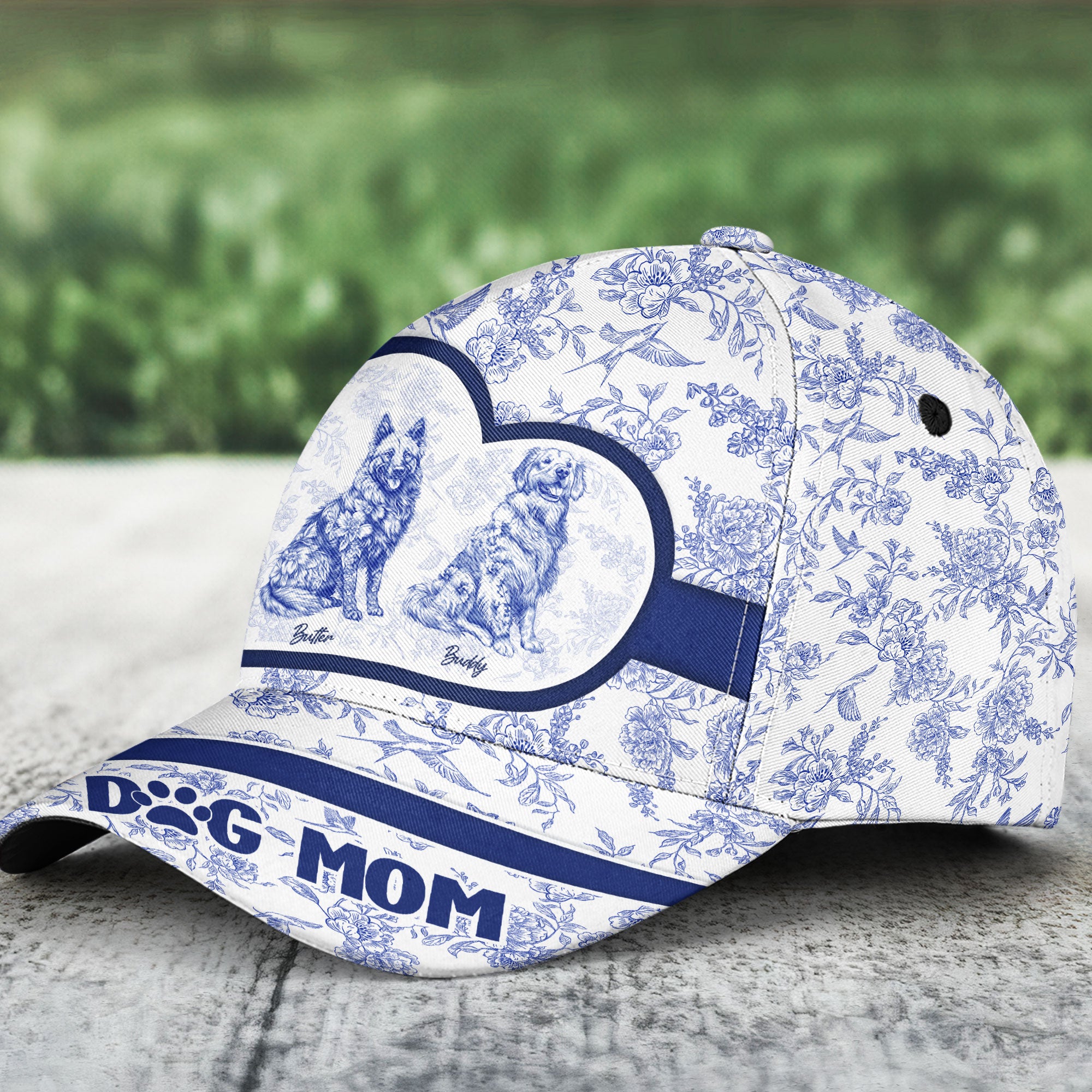 Dog Lover Floral Toile De Jouy Chinoiserie French Style - Personalized Classic Cap