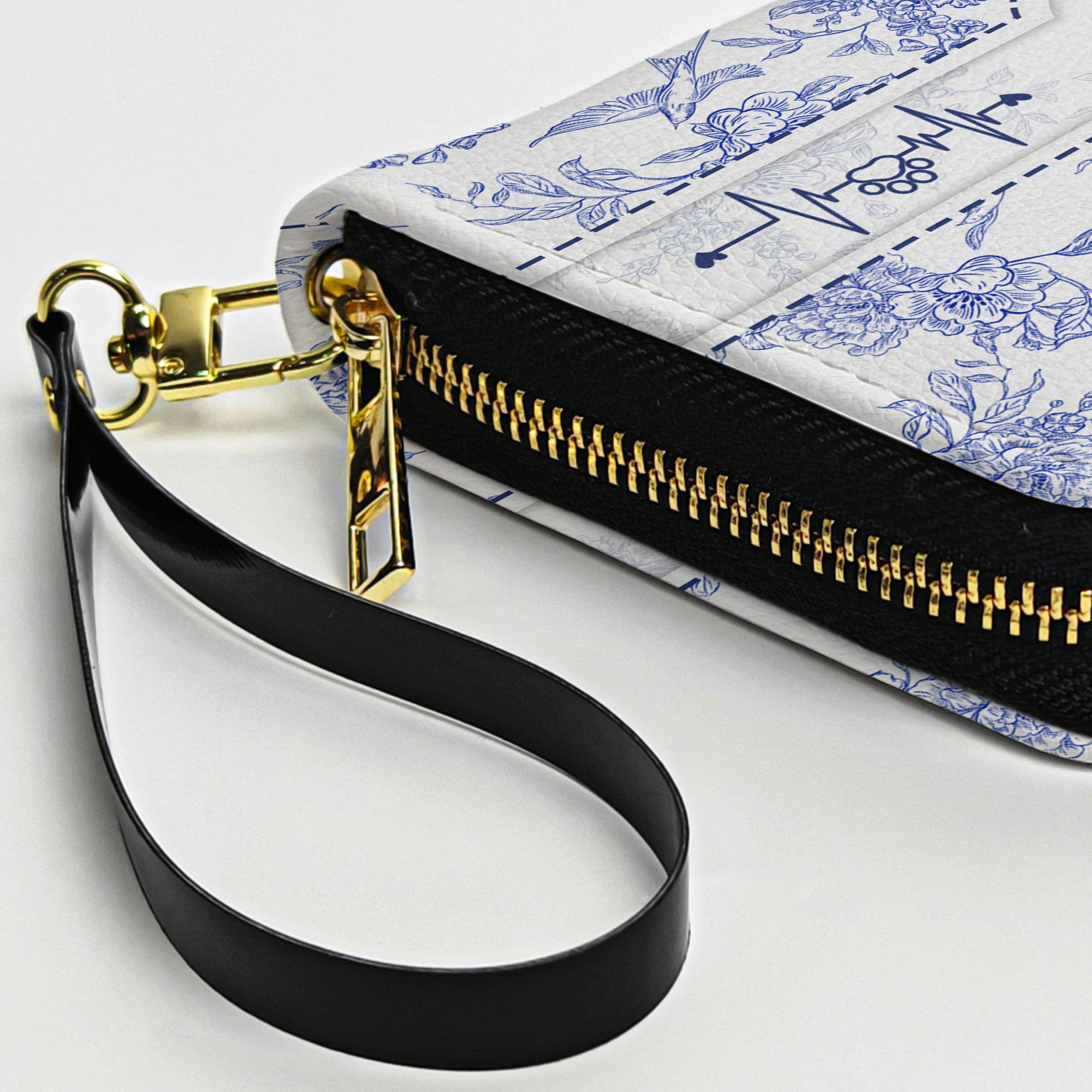 Dog Lover Gift Custom Toile De Jouy French Style - Personalized Leather Long Wallet