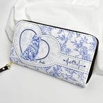 Dog Lover Gift Custom Toile De Jouy French Style - Personalized Leather Long Wallet