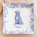Dog Lover Gift Dog Breeds Chinoiserie Toile De Jouy Style - Personalized Jewelry Dish