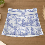 Dog Lover Gift Toile de Jouy French Style - Custom Women's Skorts With Pockets