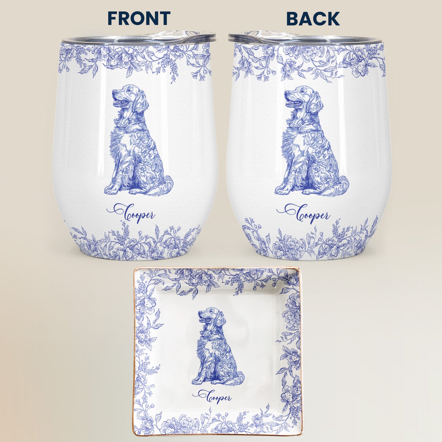 Dog Lover Gift Toile De Jouy French Style - Gift Box Set