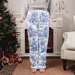 Dog Lover Gift Toile De Jouy Style - Personalized Fleece Pajama Pants