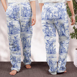 Dog Lover Gift Toile De Jouy Style - Personalized Fleece Pajama Pants