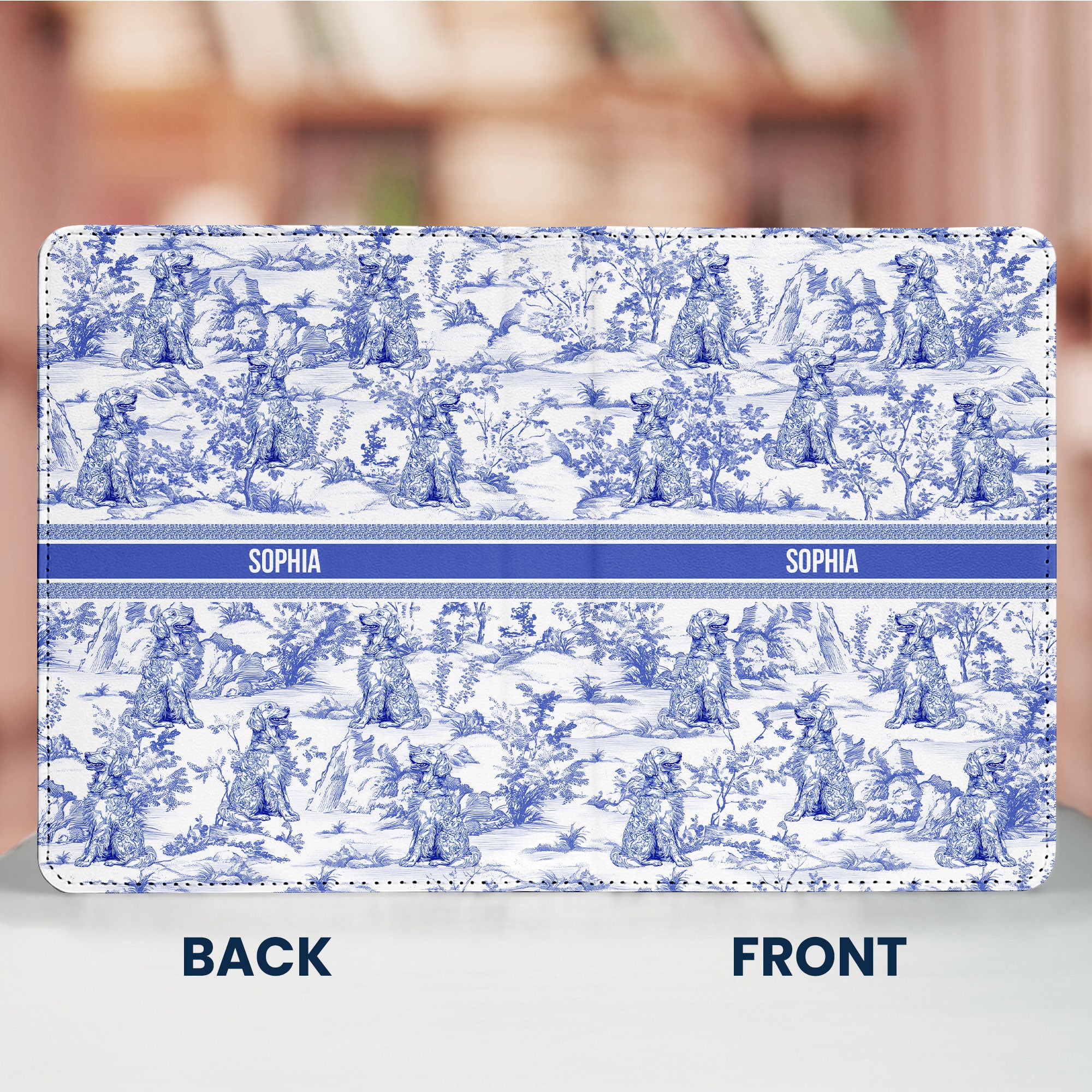 Dog Lover Gift Toile De Jouy Style - Personalized Kindle Paperwhite Case With Stand