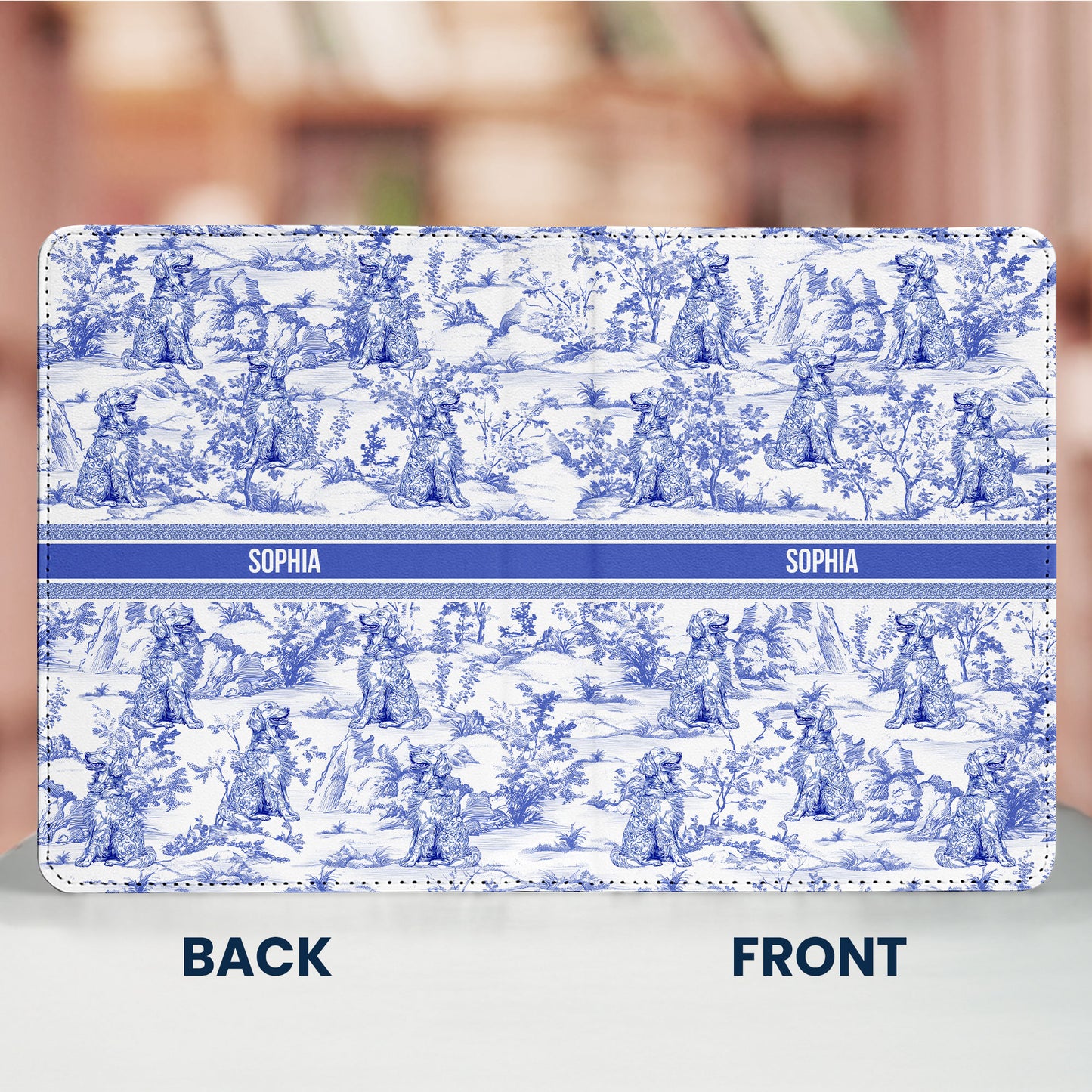 Dog Lover Gift Toile De Jouy Style - Personalized Kindle Paperwhite Case With Stand