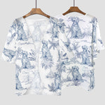 Dog Lover Gift Toile De Jouy Summer Beach French Style - Personalized Kimono Cover Up
