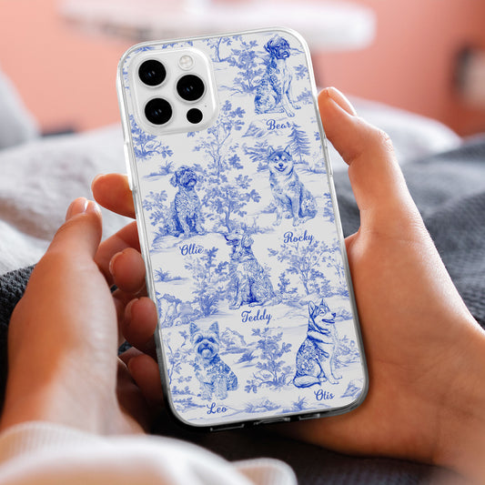 Dog Lover Gifts Toile De Jouy Dog Custom Breeds - Personalized Clear Phone Case