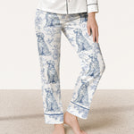 Dog Lover Toile De Jouy Foral French Style - Personalized Satin Pajama Set