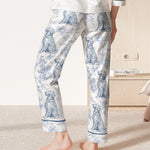 Dog Lover Toile De Jouy Foral French Style - Personalized Satin Pajama Set