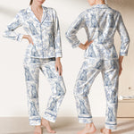Dog Lover Toile De Jouy Foral French Style - Personalized Satin Pajama Set