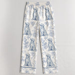 Dog Lover Toile De Jouy Foral French Style - Personalized Satin Pajama Set