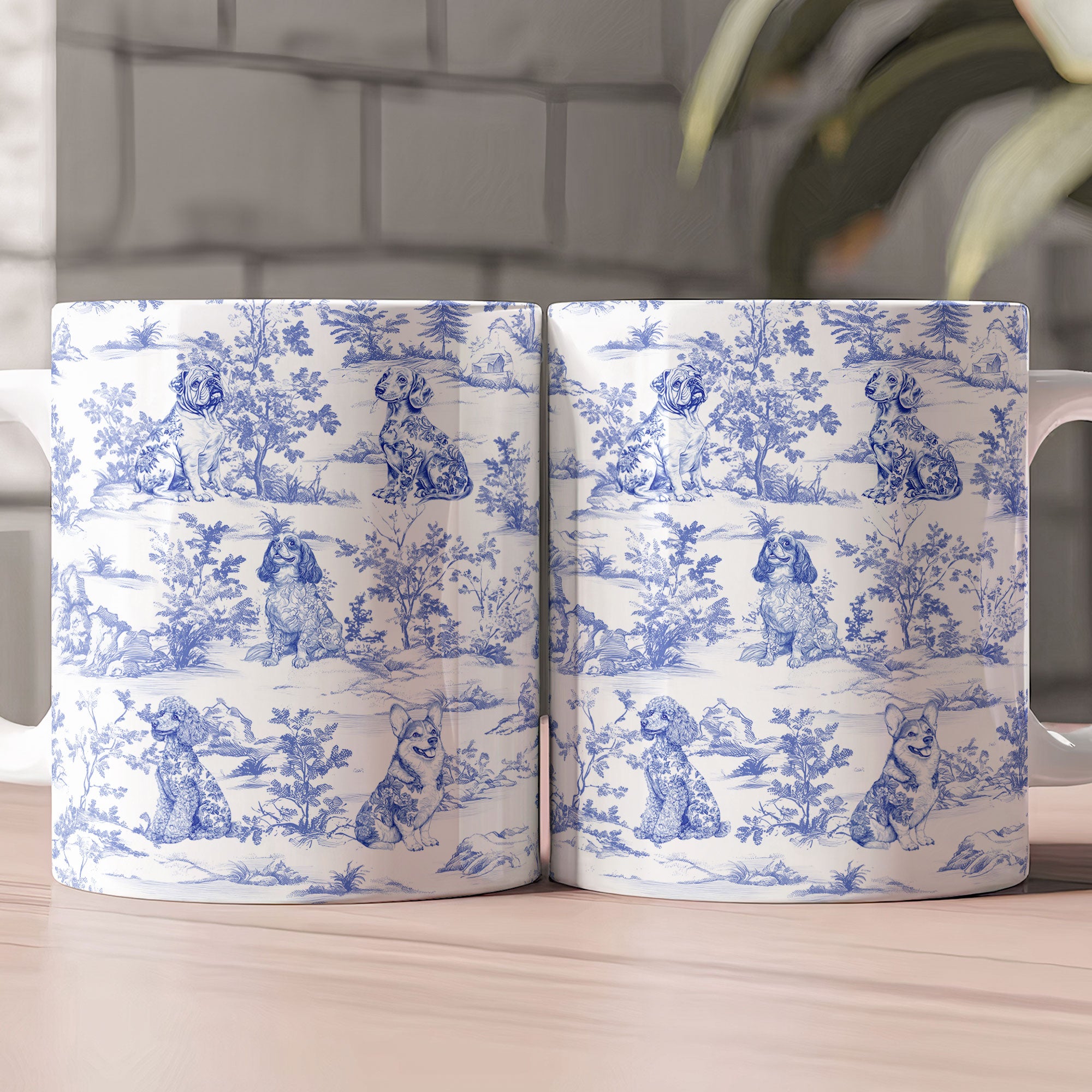 Dog Lover Toile De Jouy French Style - Personalized Mug