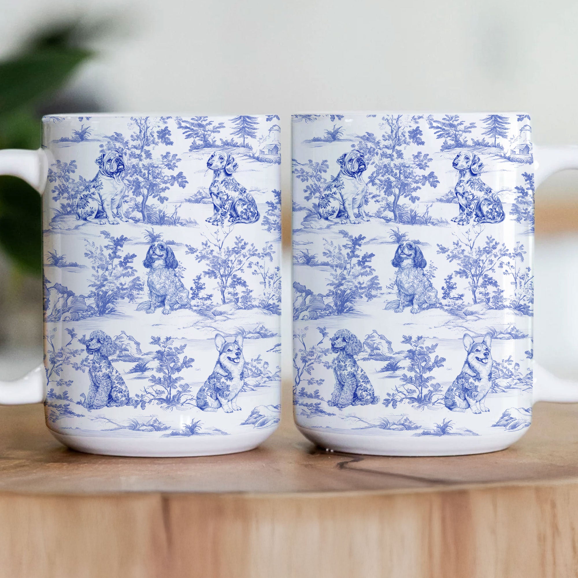 Dog Lover Toile De Jouy French Style - Personalized Mug