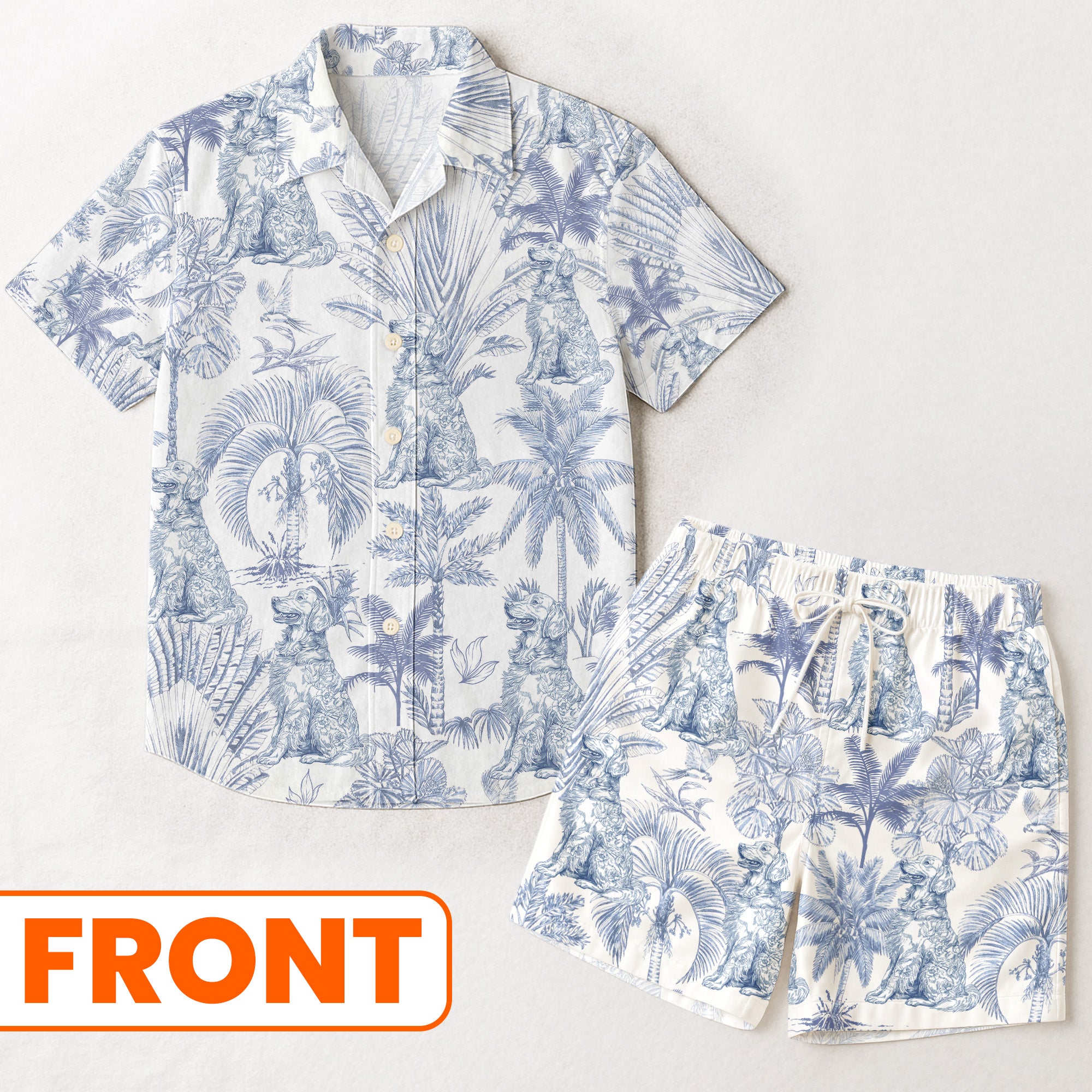 Dog Lover Toile De Jouy Style Custom Breeds Chinoiserie - Personalized Hawaiian Set