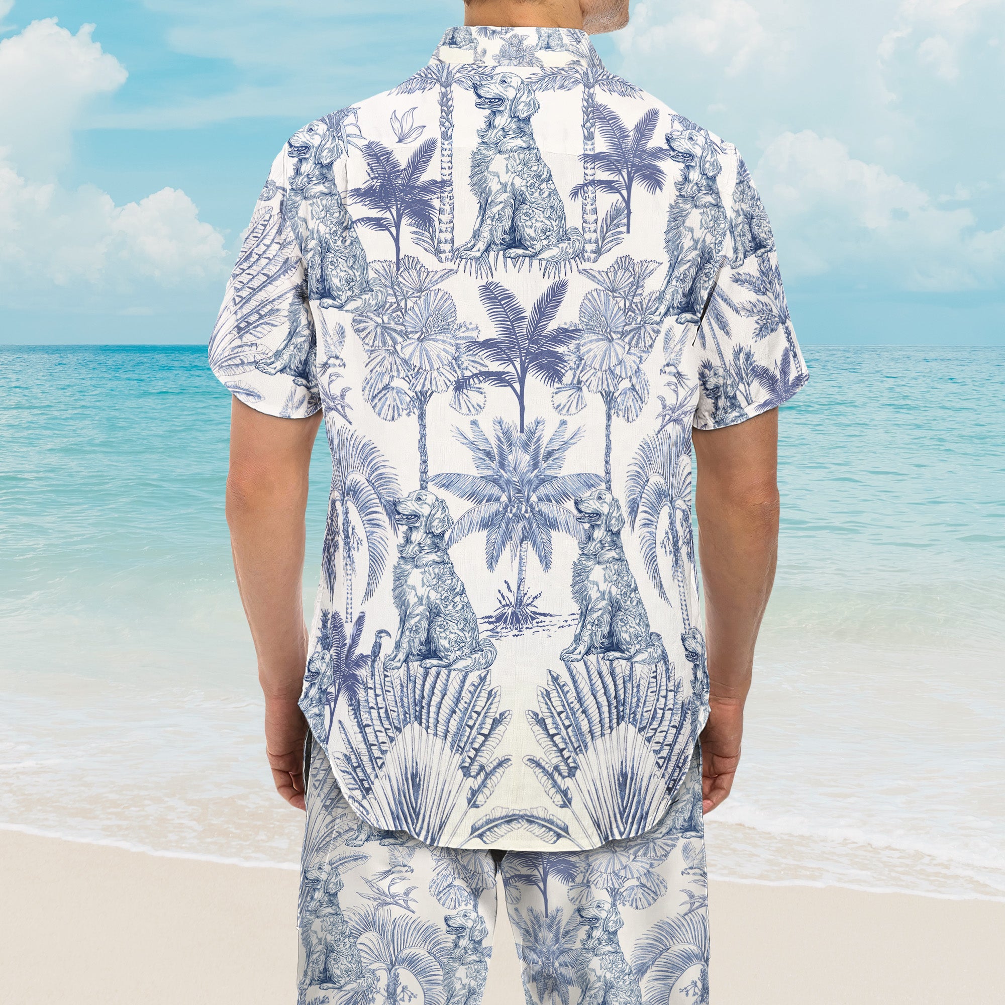 Dog Lover Toile De Jouy Style Custom Breeds Chinoiserie - Personalized Hawaiian Set