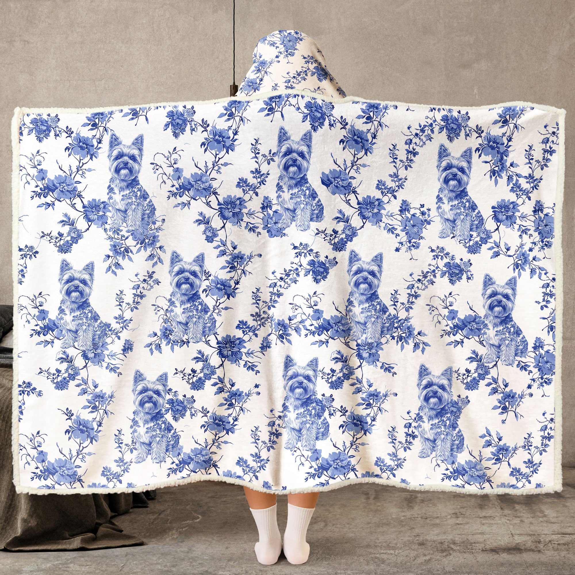 Dog Lover - Toile De Jouy Version - Personalized Wearable Blanket Hoodie