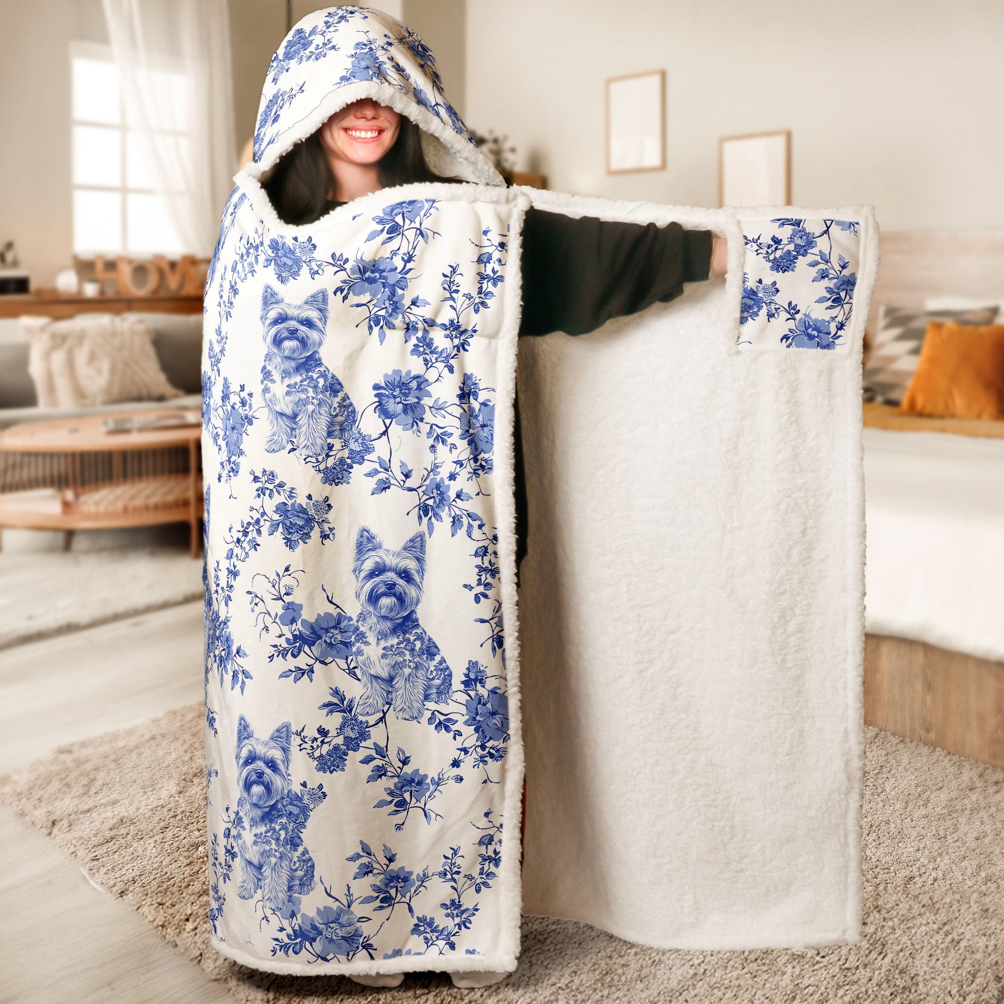 Dog Lover - Toile De Jouy Version - Personalized Wearable Blanket Hoodie