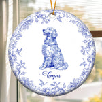 Dog Lover Toile De Jouy Vintage French Style Gift - Personalized Ceramic Ornament