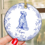 Dog Lover Toile De Jouy Vintage French Style Gift - Personalized Ceramic Ornament