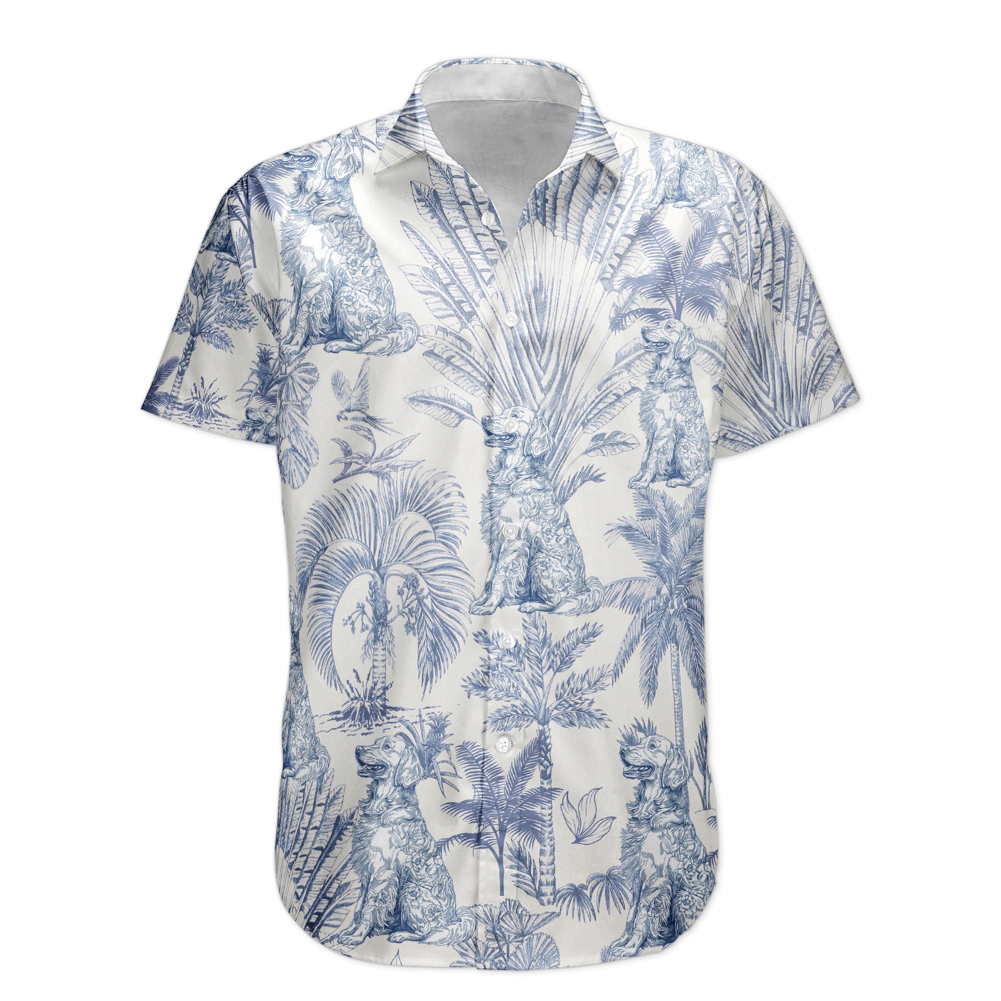 Dog Lovers Toile De Jouy Style Custom Dog Breeds - Personalized Hawaiian Shirt