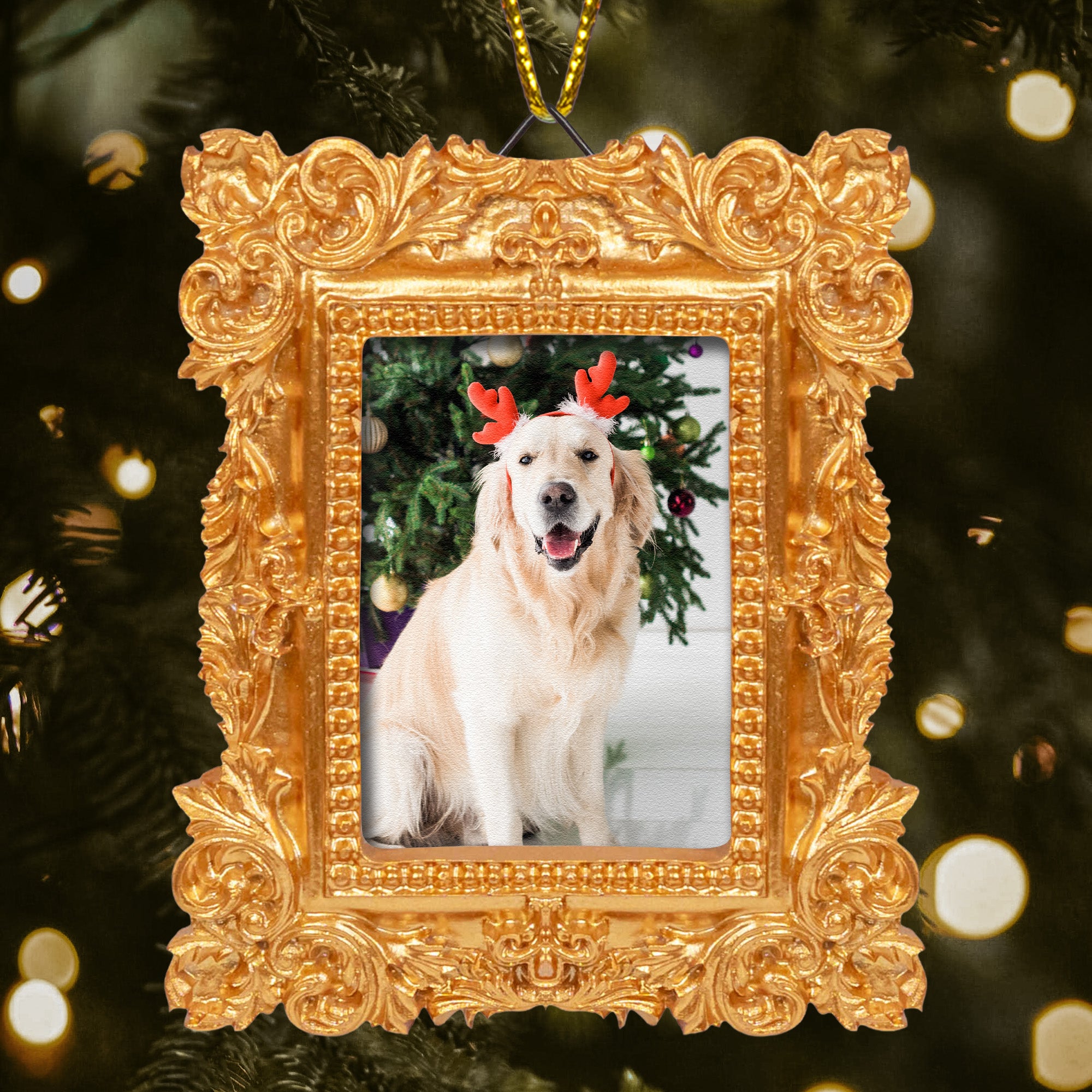 Dog Memorial Cat Memorial Photo Ornament - Personalized Vintage Picture Frame Ornament