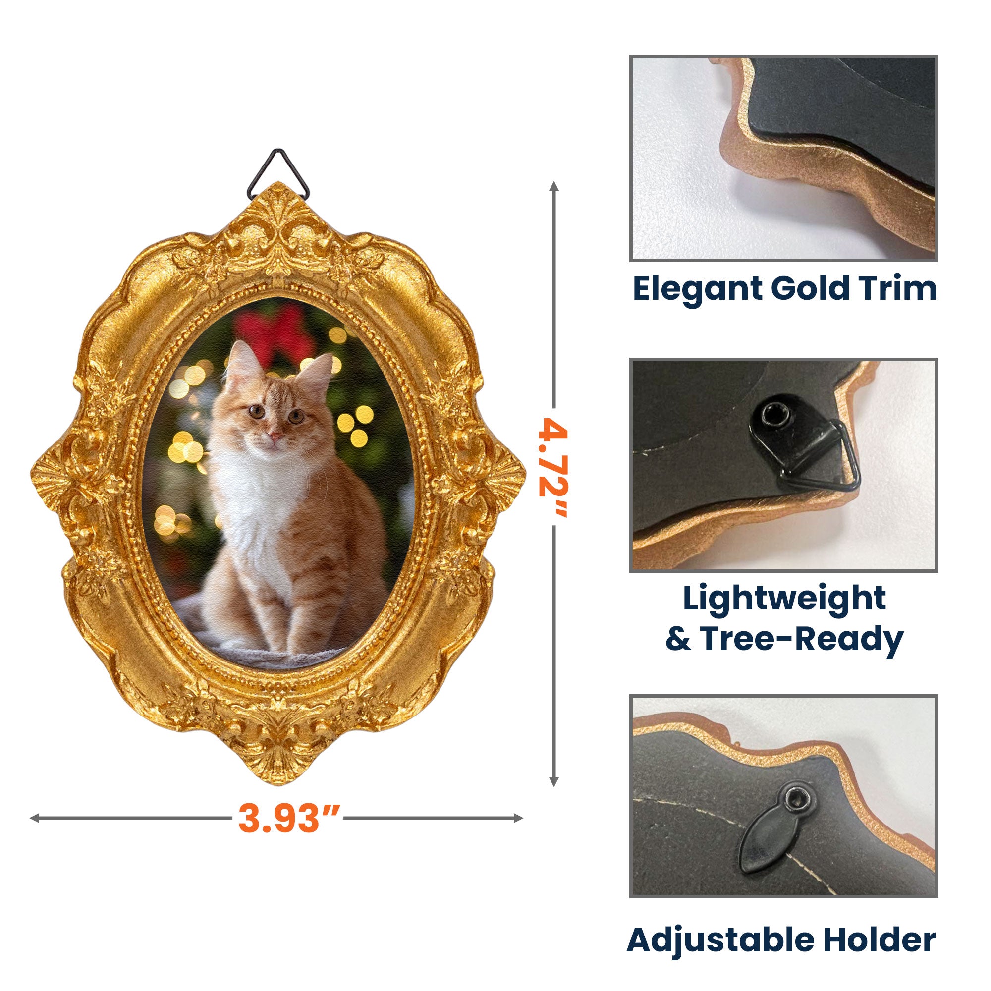 Dog Memorial Cat Memorial Photo Ornament - Personalized Vintage Picture Frame Ornament