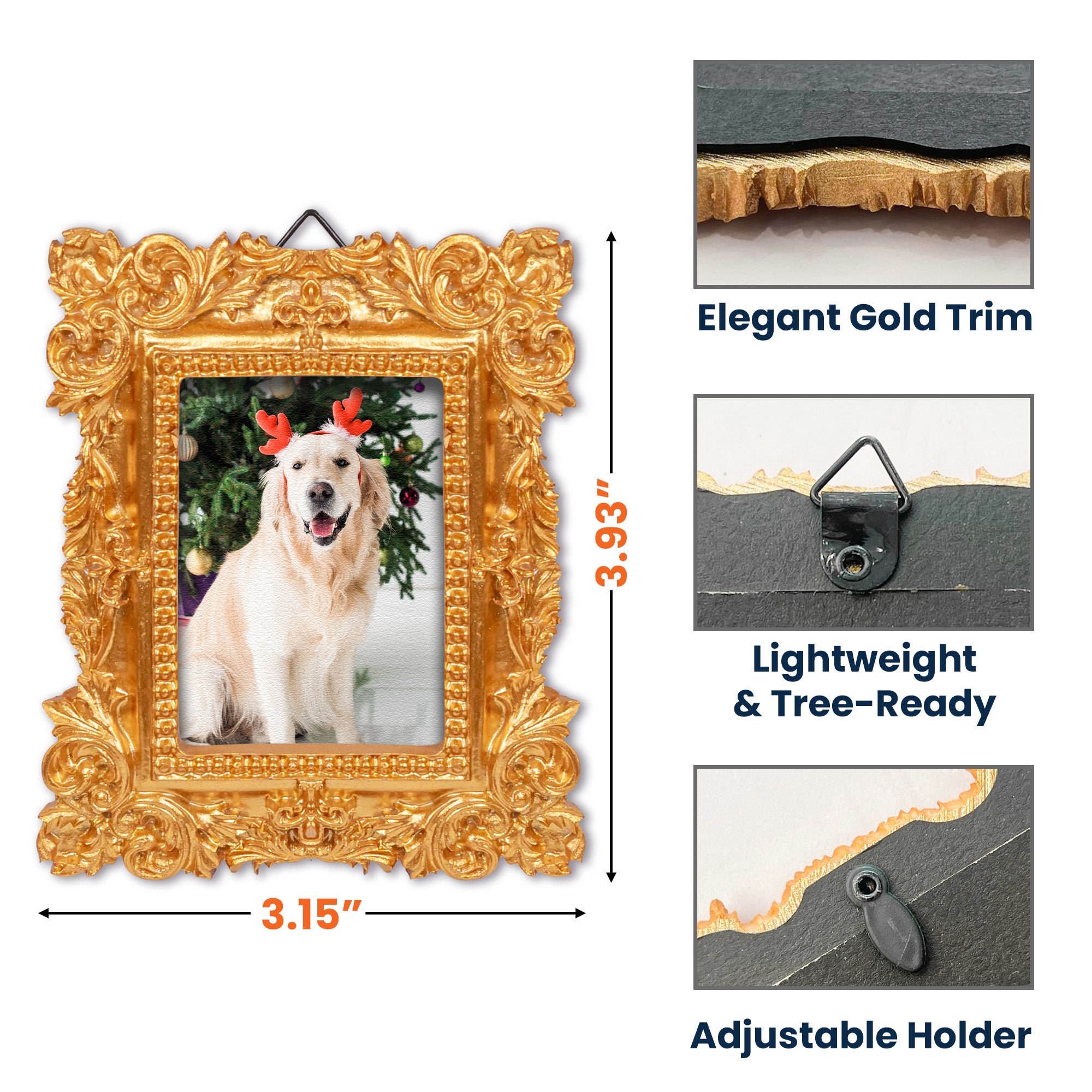 Dog Memorial Cat Memorial Photo Ornament - Personalized Vintage Picture Frame Ornament