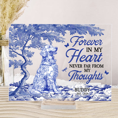 Dog Memorial Forever In My Heart Toile De Jouy Style - Personalized Acrylic Plaque