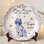 Dog Memorial Gift You Left Paw Prints Toile De Jouy - Personalized Ceramic Plate