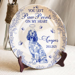 Dog Memorial Gift You Left Paw Prints Toile De Jouy - Personalized Ceramic Plate