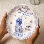Dog Memorial Gift You Left Paw Prints Toile De Jouy - Personalized Ceramic Plate