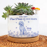 Dog Memorial Toile De Jouy Chinoiserie French Style - Personalized Ceramic Plant Pot With Tray