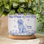 Dog Memorial Toile De Jouy Chinoiserie French Style - Personalized Ceramic Plant Pot With Tray