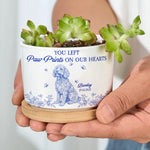 Dog Memorial Toile De Jouy Chinoiserie French Style - Personalized Ceramic Plant Pot With Tray
