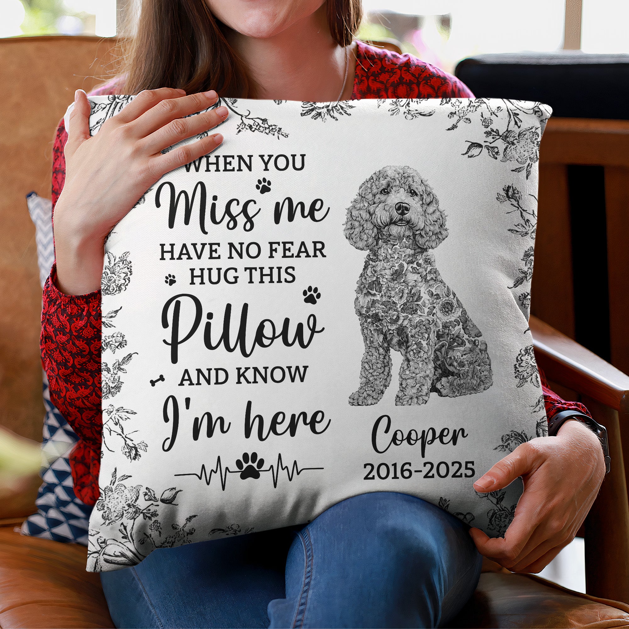 Dog Memorial Toile De Jouy Sympathy Gift - Personalized Pillow (Insert Included)