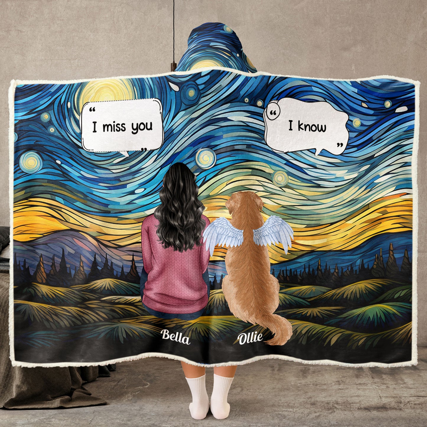 Dog Memorial, Cat Memorial - Personalized Wearable Blanket Hoodie