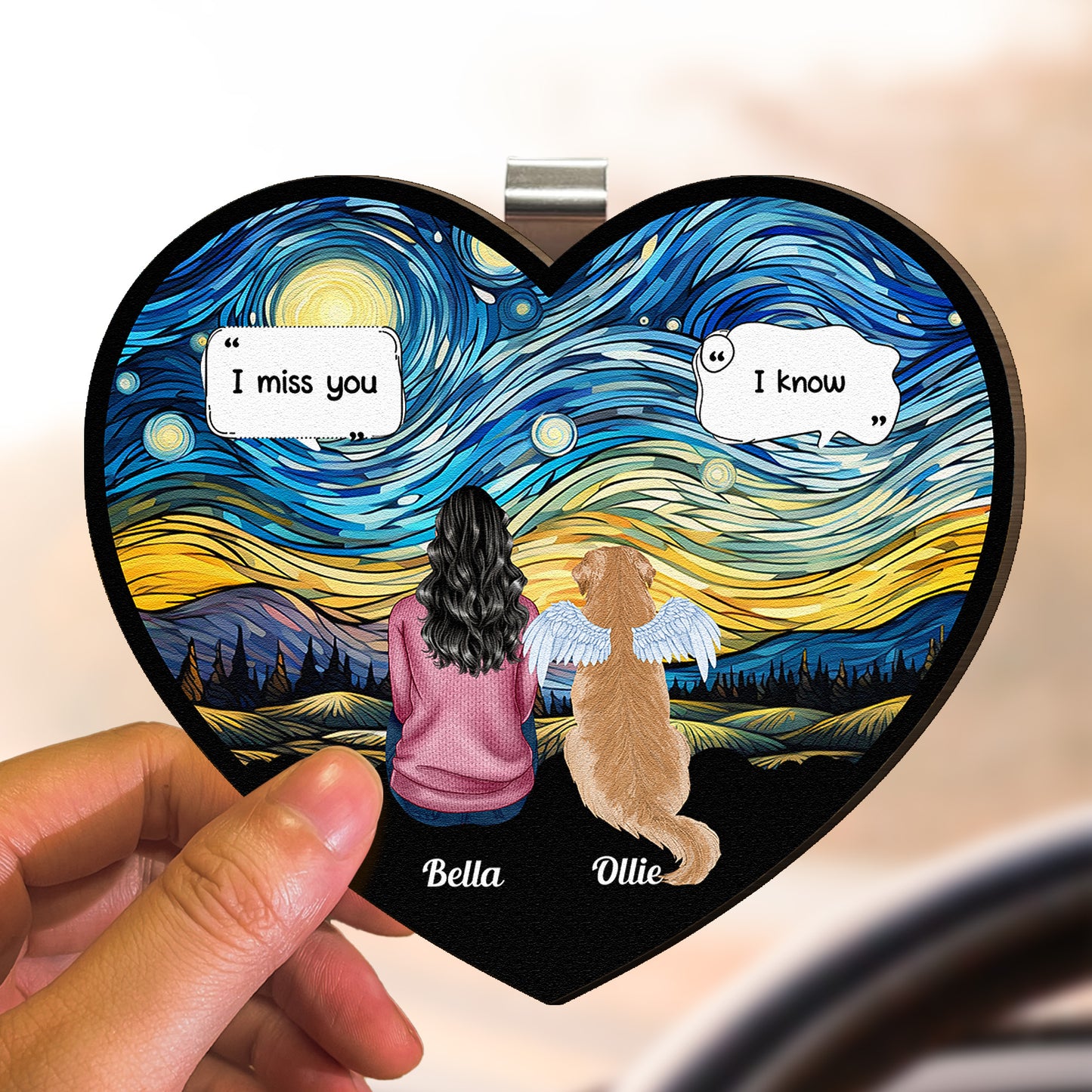 Dog Memorial, Cat Memorial - Personalized Wooden Car Visor Clip