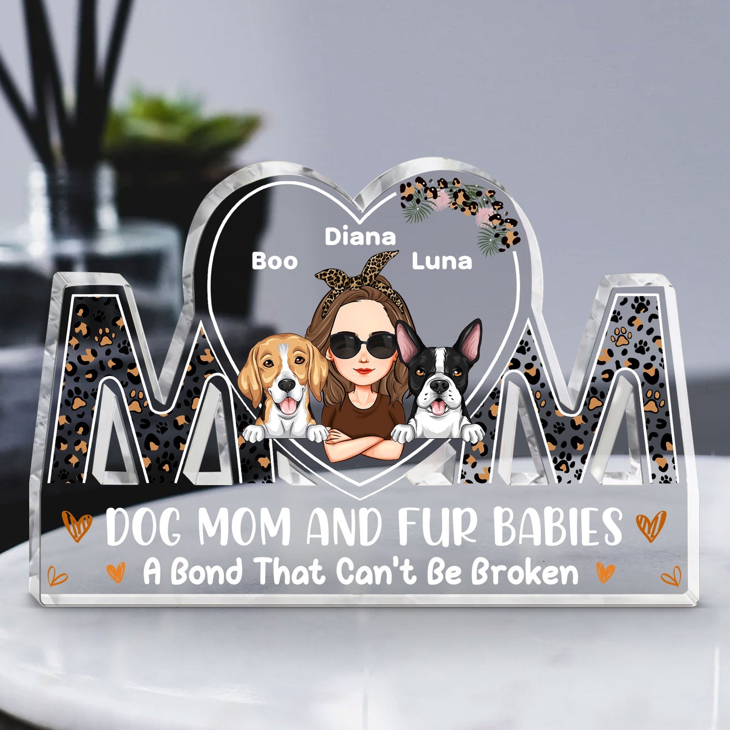 Dog Mom And Fur Babies - Personalized Mom Shaped Acylic Plaque