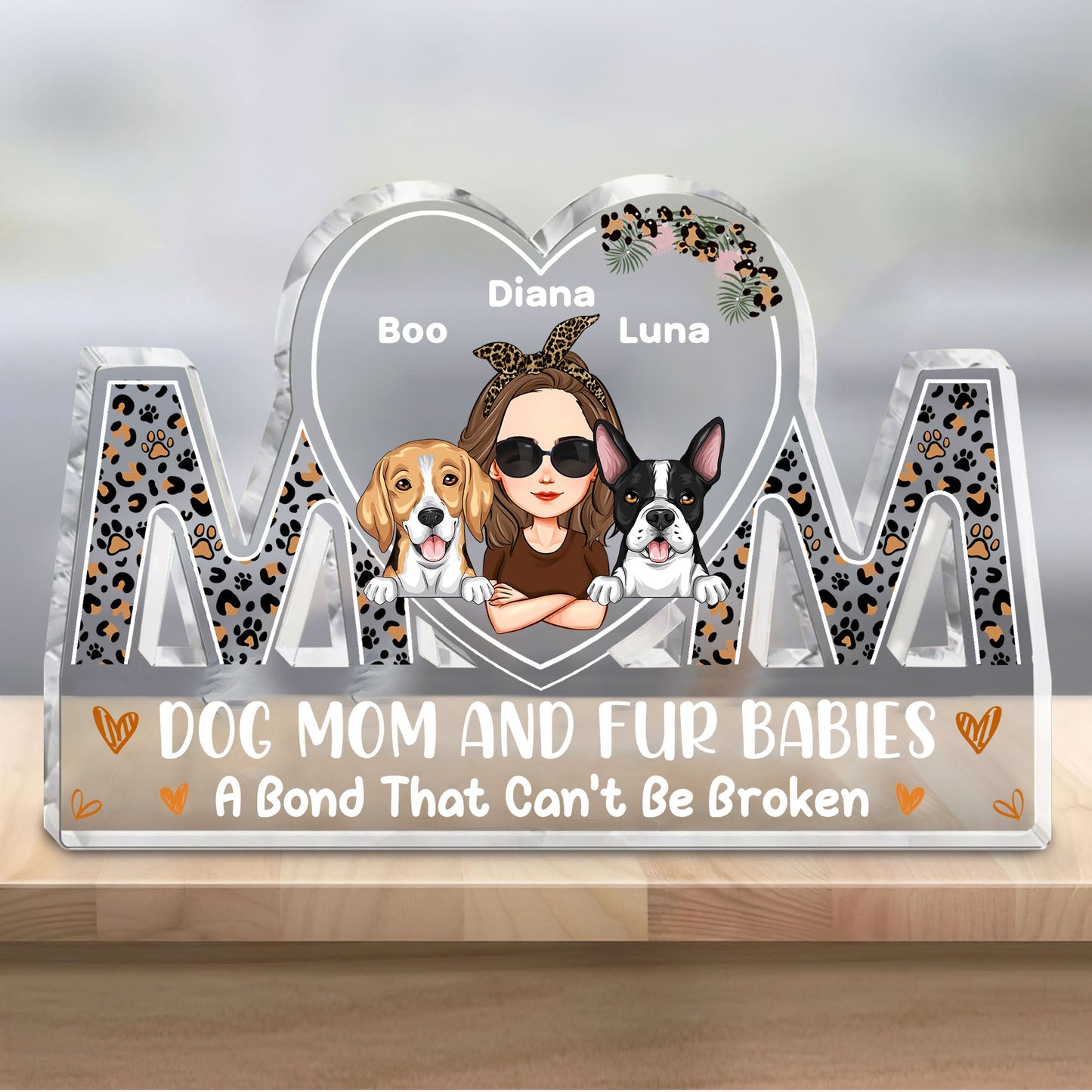 Dog Mom And Fur Babies - Personalized Mom Shaped Acylic Plaque