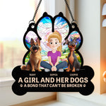 Dog Mom And Her Dogs - Personalized Window Hanging Suncatcher Ornament