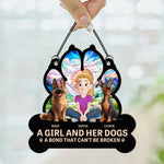 Dog Mom And Her Dogs - Personalized Window Hanging Suncatcher Ornament