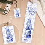 Dog Mom Book Lover Toile De Jouy - Personalized Acrylic Bookmark And Keychain Set